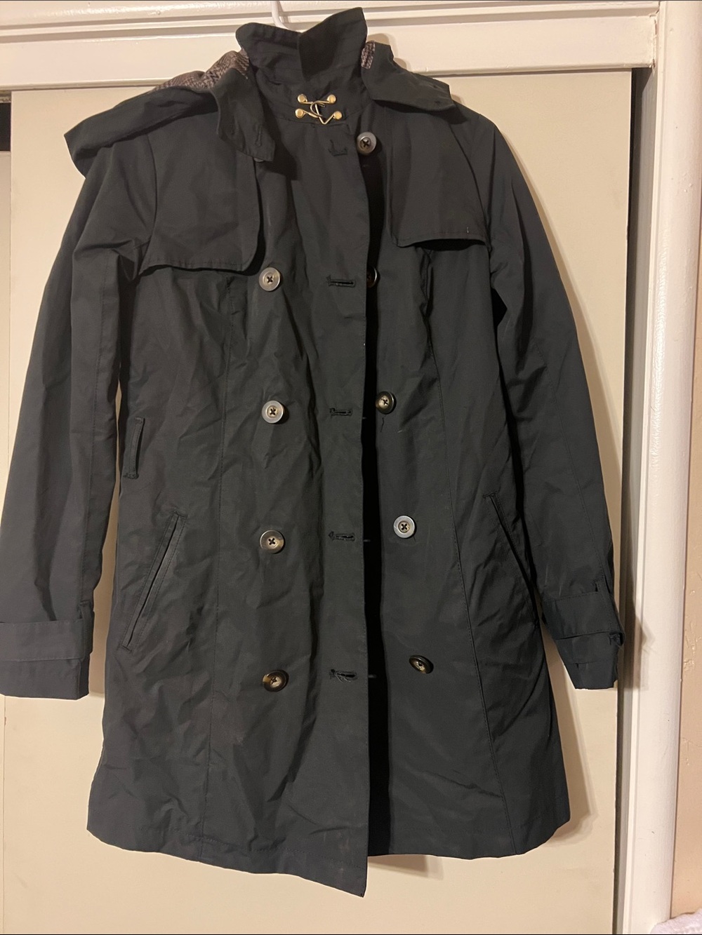 a new day Black Double-Breasted Trench Coat